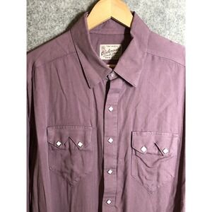 Rockmount Ranch Shirt Large Purple Pearl Snap Long Sleeve Western Rodeo Cowboy